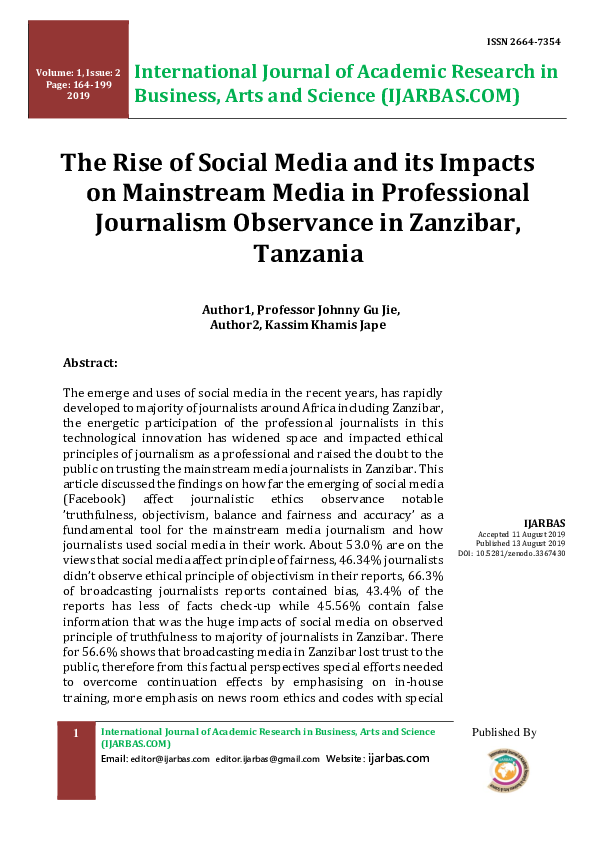 (PDF) The Rise of Social Media and its Impacts on Mainstream Media in ...