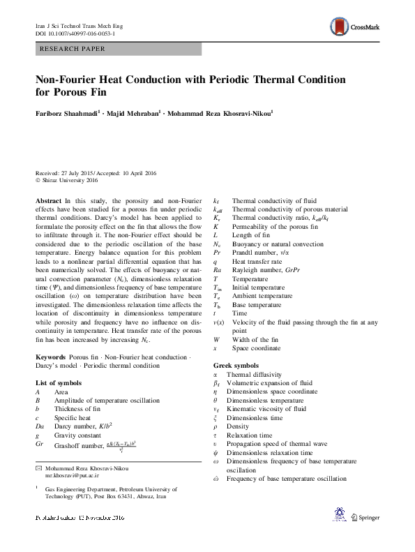 (PDF) Non-Fourier Heat Conduction with Periodic Thermal Condition for ...