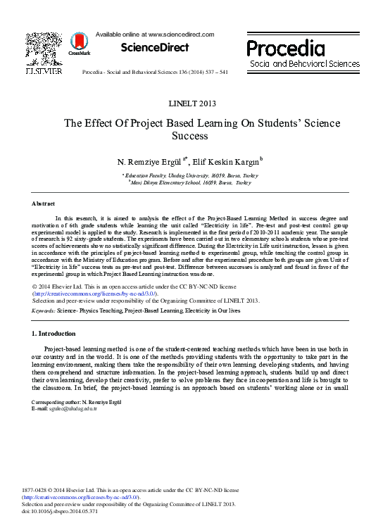 (PDF) The Effect of Project based Learning on Students’ Science Success