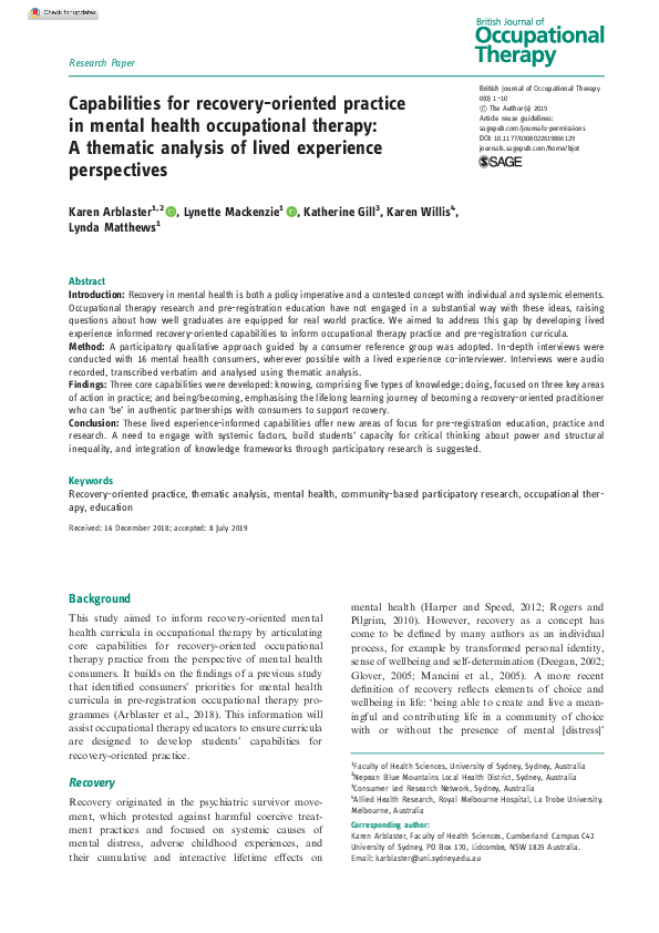(PDF) Capabilities for recovery-oriented practice in mental health ...