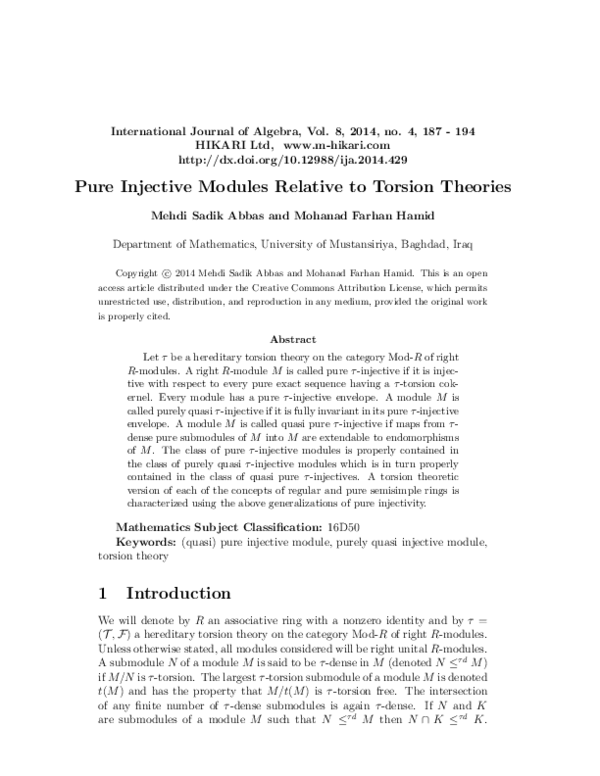 (PDF) Pure injective modules relative to torsion theories
