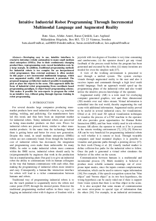(PDF) Intuitive industrial robot programming through incremental ...