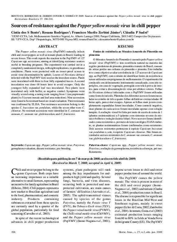 (PDF) Sources of resistance against the Pepper yellow mosaic virus in ...