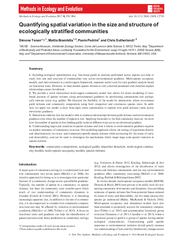(PDF) Quantifying spatial variation in the size and structure of ...