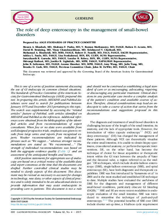 (PDF) The role of deep enteroscopy in the management of small-bowel ...