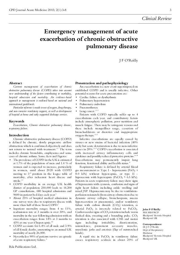 (PDF) Emergency management of acute exacerbation of chronic obstructive ...