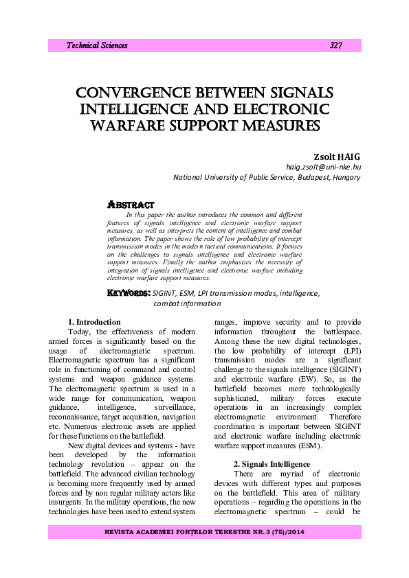 (PDF) Convergence Between Signals Intelligence and Electronic Warfare ...