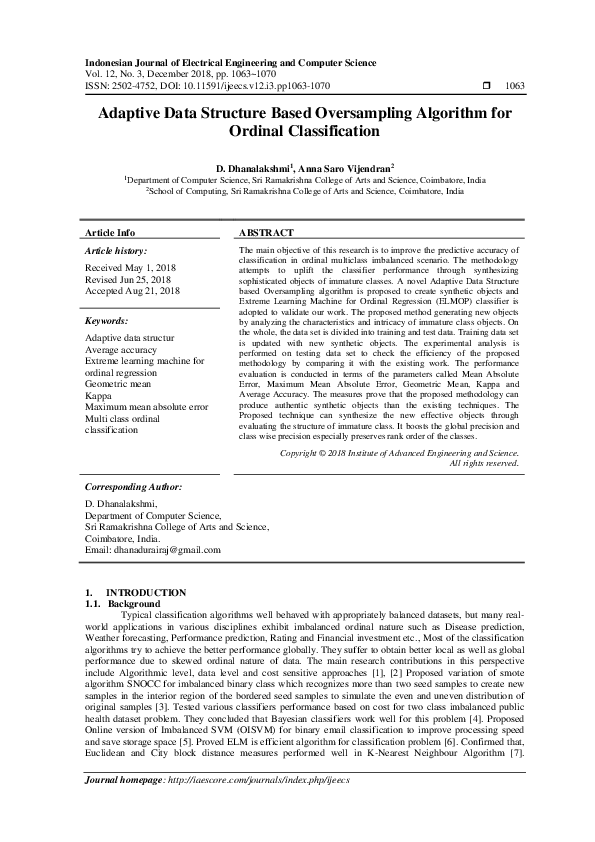 (PDF) Adaptive Data Structure Based Oversampling Algorithm for Ordinal ...
