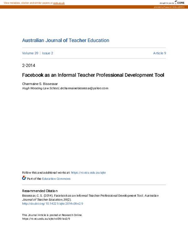 (PDF) Facebook as an Informal Teacher Professional Development Tool