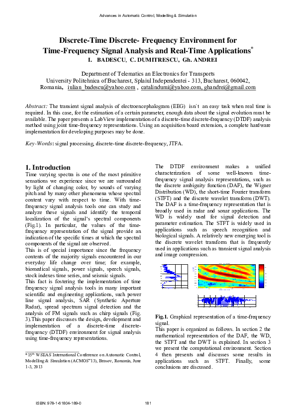 (PDF) Discrete-Time Discrete-Frequency Environment for Time-Frequency ...