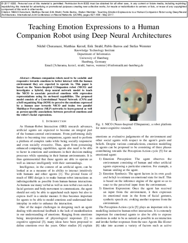 (PDF) Teaching emotion expressions to a human companion robot using ...