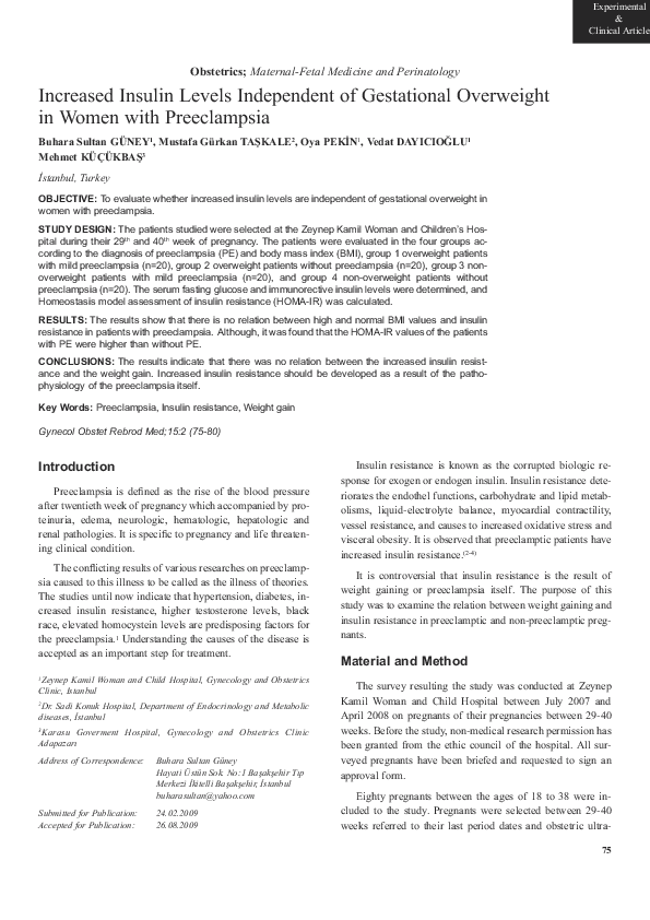 (PDF) Increased Insulin Levels Independent of Gestational Overweight in ...
