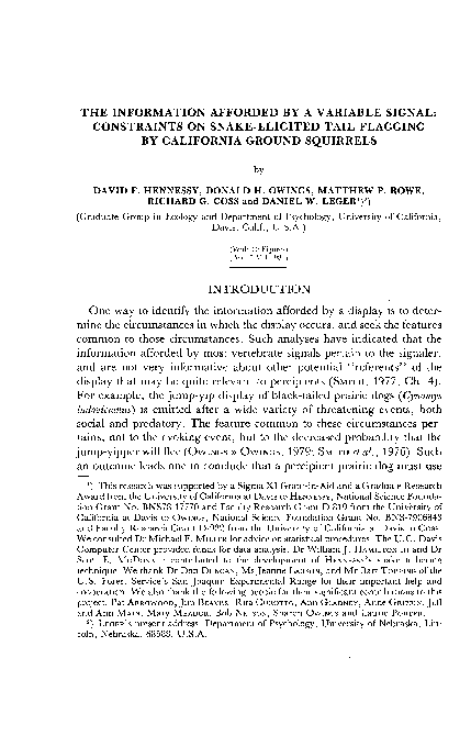 (PDF) The Information Afforded By a Variable Signal: Constraints On ...
