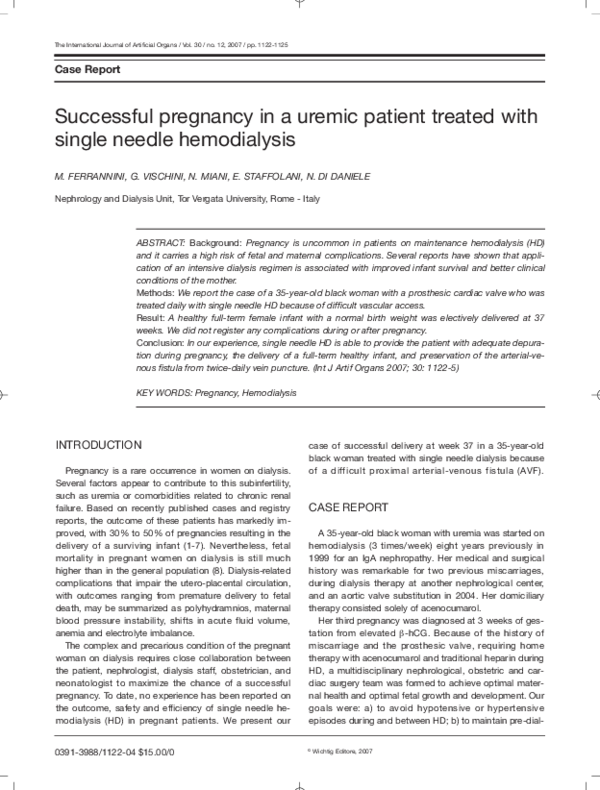 (PDF) Successful Pregnancy in a Uremic Patient Treated with Single ...