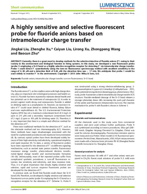 (PDF) A Highly Sensitive and Selective Fluorescent Probe for Cyanide ...
