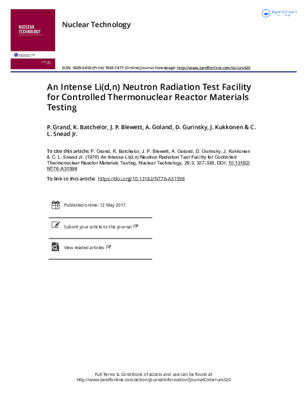 (PDF) An Intense Li(d,n) Neutron Radiation Test Facility for Controlled ...