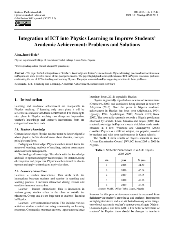 (PDF) Integration of ICT into Physics Learning to Improve Students ...
