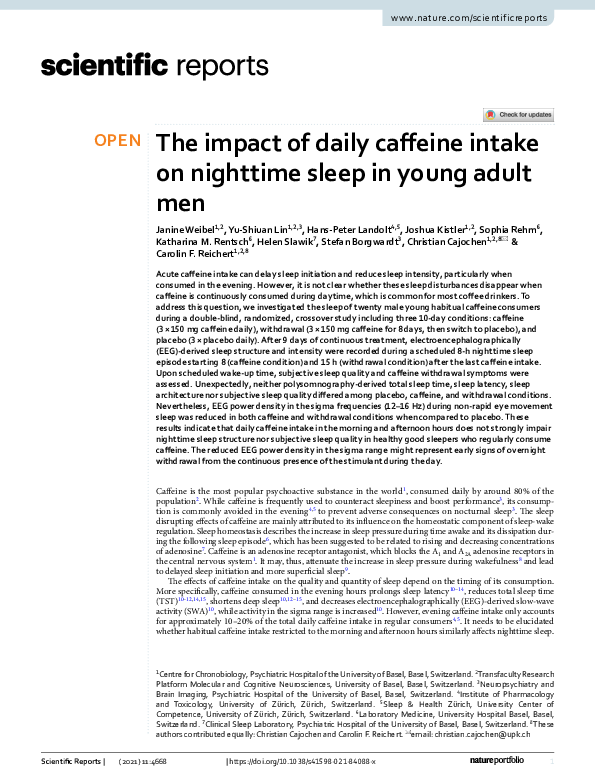 (PDF) The impact of daily caffeine intake on nighttime sleep in young ...