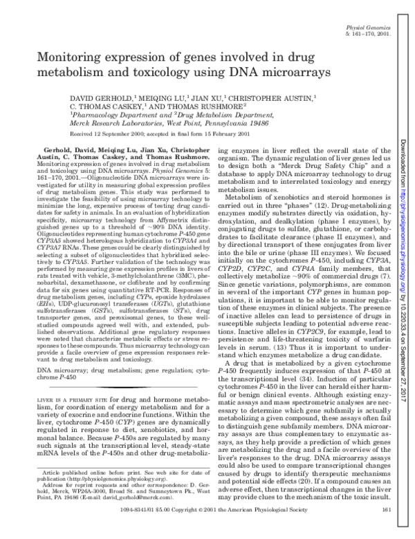 (PDF) Monitoring expression of genes involved in drug metabolism and ...