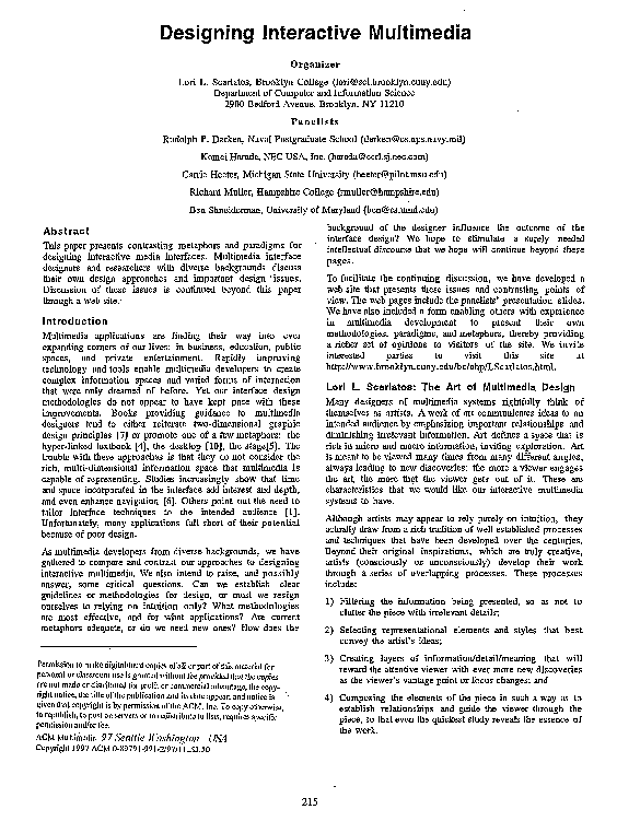 (PDF) Designing interactive multimedia (panel)