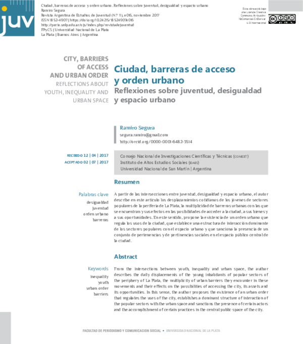 (PDF) City, barriers of access and urban order: Reflections about youth ...