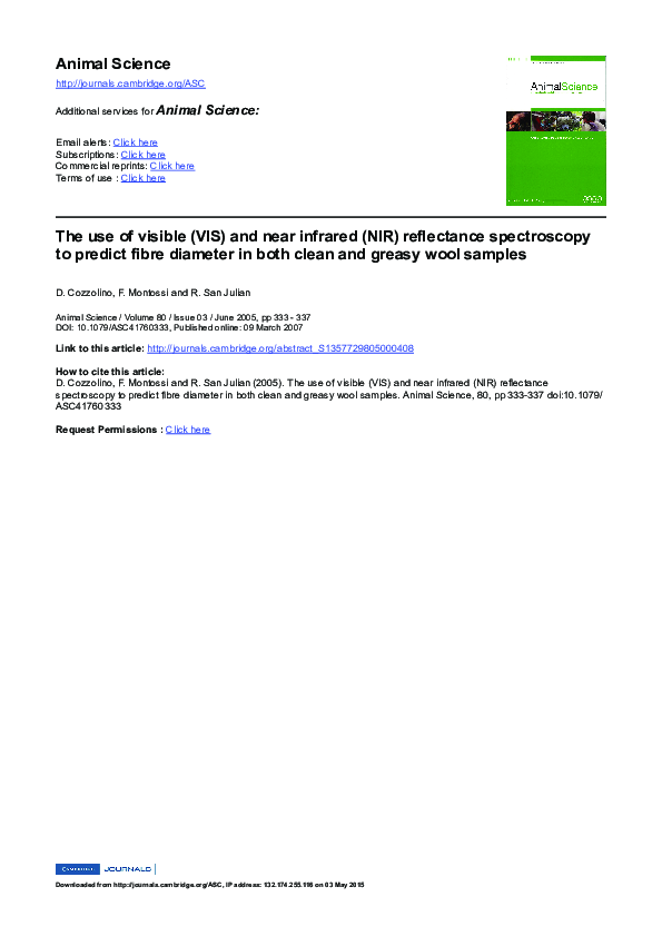 (PDF) The use of visible (VIS) and near infrared (NIR) reflectance ...