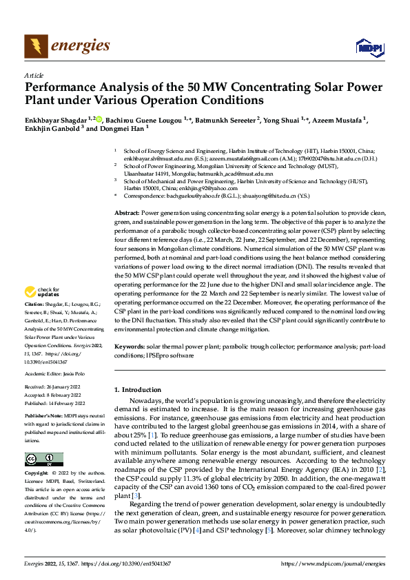 (PDF) Performance Analysis of the 50 MW Concentrating Solar Power Plant ...