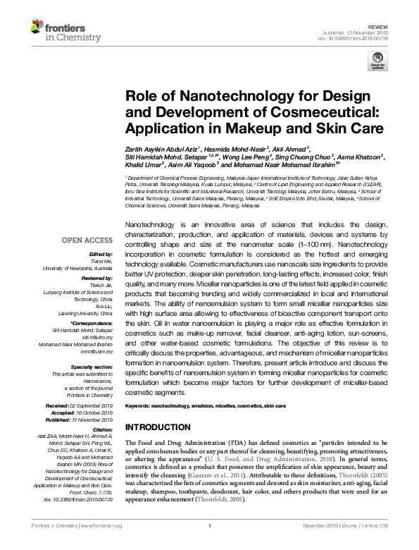 (PDF) Role of Nanotechnology for Design and Development of ...