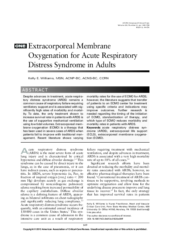 (PDF) Extracorporeal Membrane Oxygenation for Acute Respiratory ...
