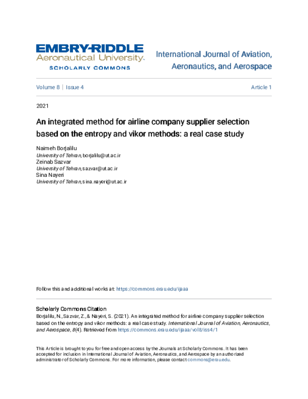 (PDF) An integrated method for airline company supplier selection based ...