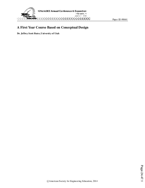 (PDF) A First-Year Course Based on Conceptual Design