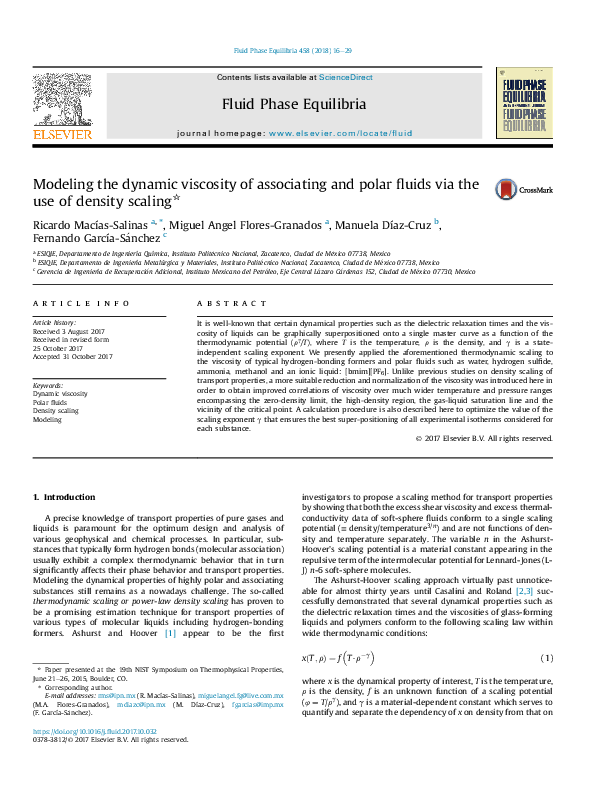 (PDF) Modeling the dynamic viscosity of associating and polar fluids ...