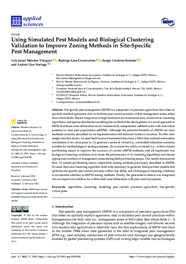 (PDF) Using Simulated Pest Models and Biological Clustering Validation ...