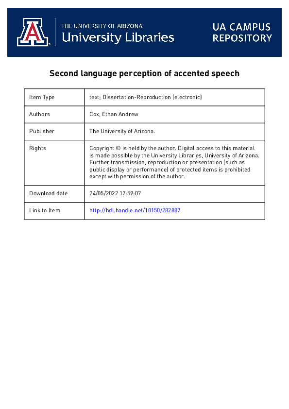 (PDF) Second language perception of accented speech