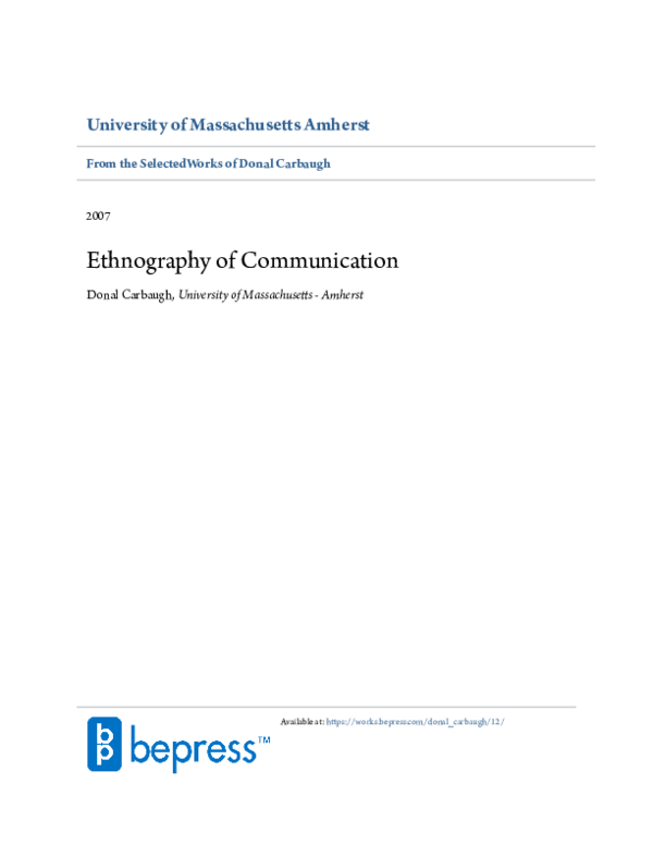(PDF) Ethnography of Communication