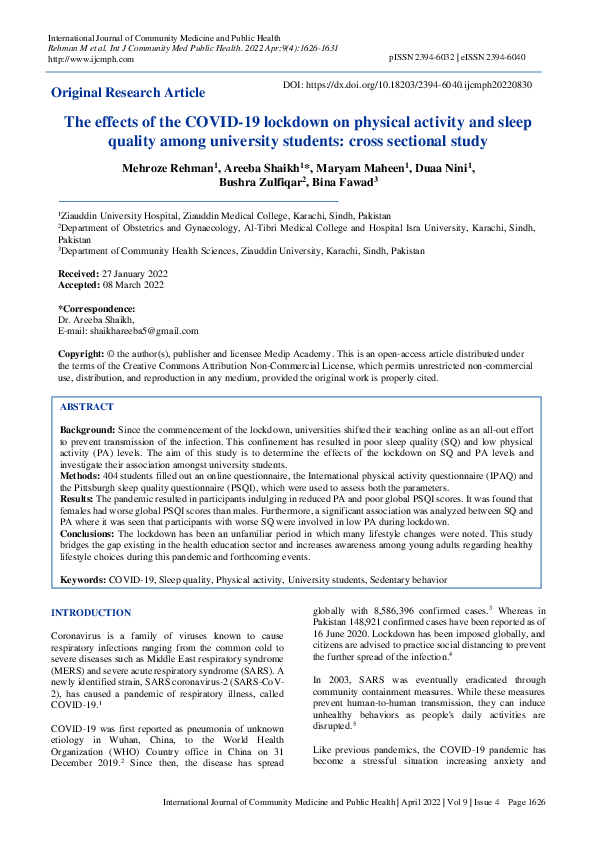 (PDF) The effects of the COVID-19 lockdown on physical activity and ...
