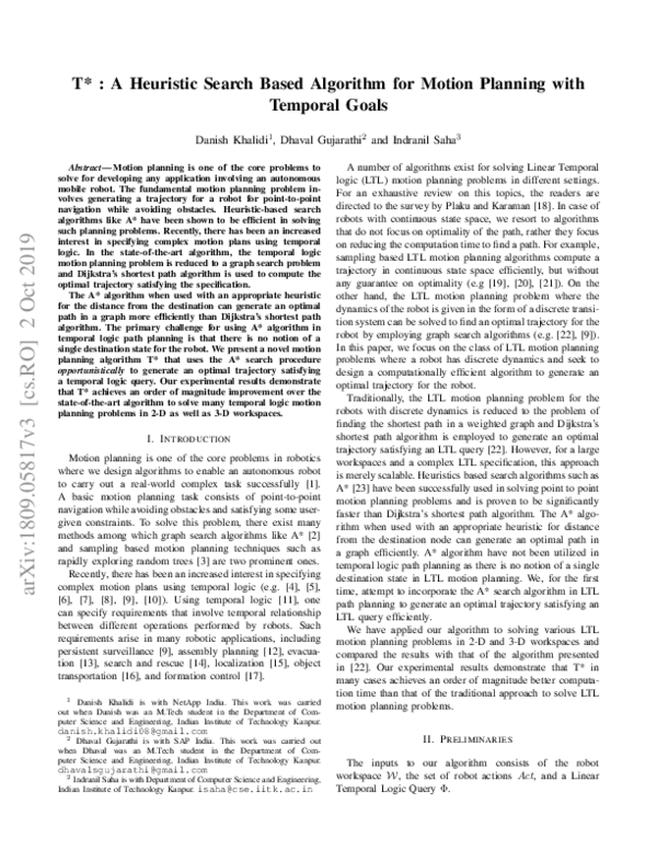 (PDF) T* : A Heuristic Search Based Algorithm for Motion Planning with ...