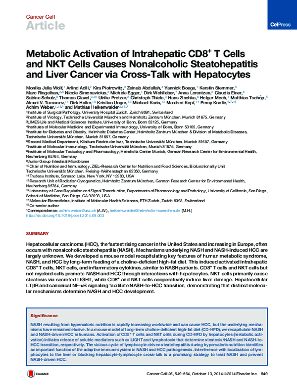 (PDF) Metabolic Activation of Intrahepatic CD8+ T Cells and NKT Cells ...