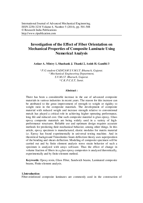(PDF) Investigation of the Effect of Fiber Orientation on Mechanical ...