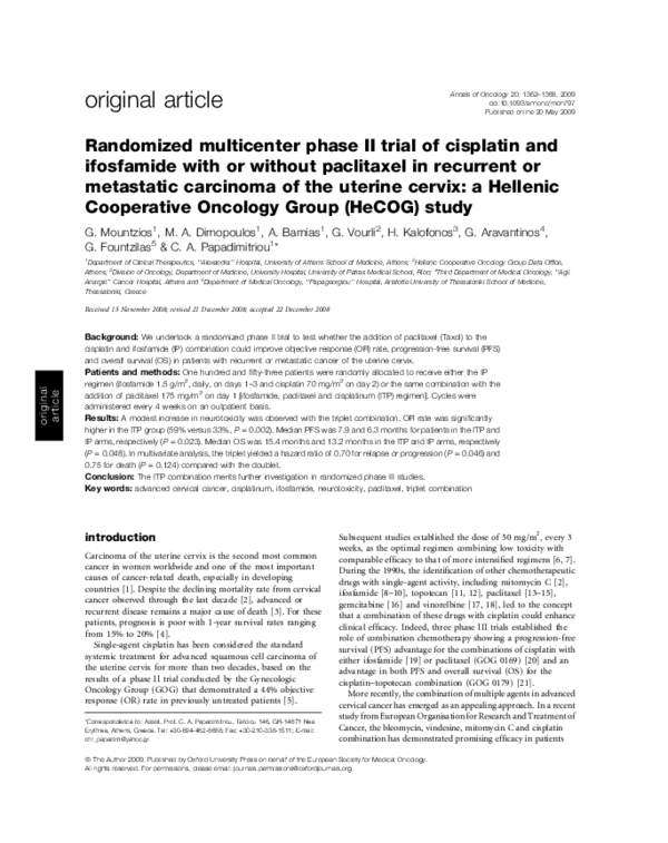 (PDF) Randomized multicenter phase II trial of cisplatin and ifosfamide ...