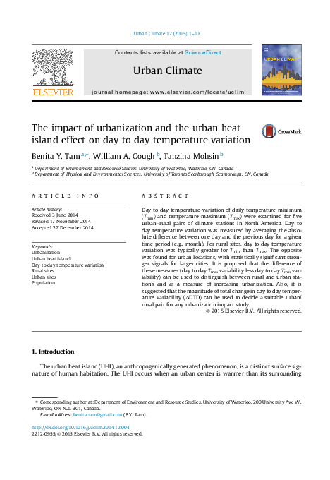 (PDF) The impact of urbanization and the urban heat island effect on ...