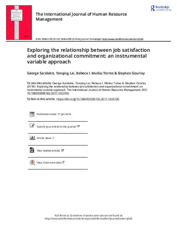 (PDF) Exploring the relationship between job satisfaction and nursing ...