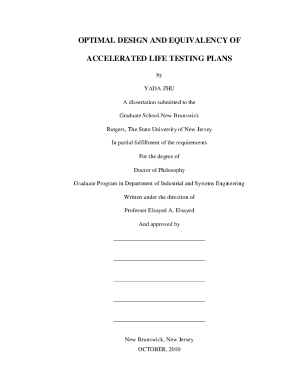 (PDF) Optimal design and equivalency of accelerated life testing plans