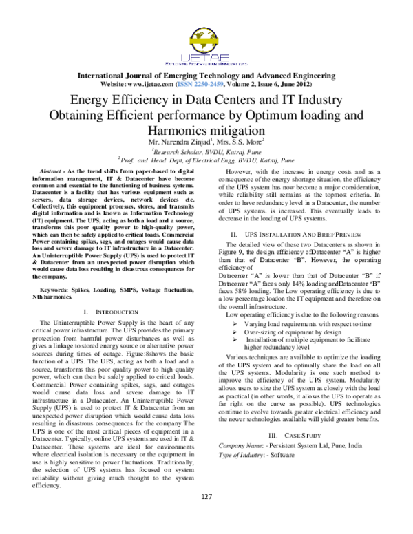 (PDF) Energy Efficiency in Data Centers and IT Industry Obtaining ...