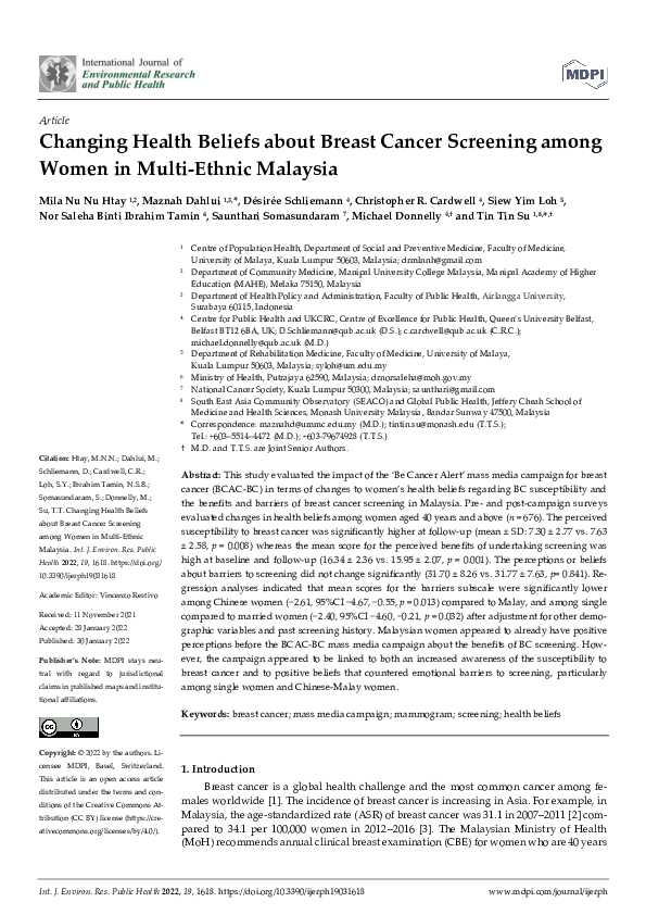 (PDF) Changing Health Beliefs about Breast Cancer Screening among Women ...