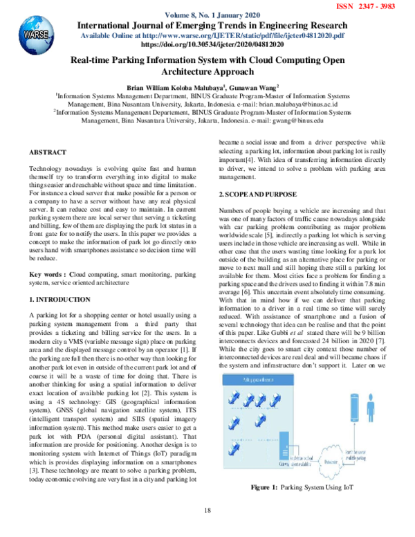 Pdf Real Time Parking Information System With Cloud Computing Open