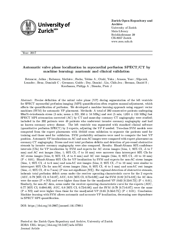 (PDF) Automatic Valve Plane Localization in Myocardial Perfusion SPECT ...