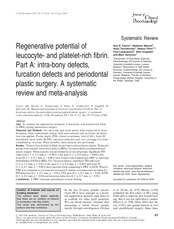 (PDF) Regenerative potential of Leucocyte- and Platelet Rich Fibrin (L ...