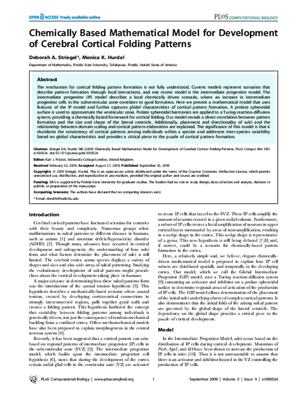 (PDF) Chemically based mathematical model for development of cerebral ...