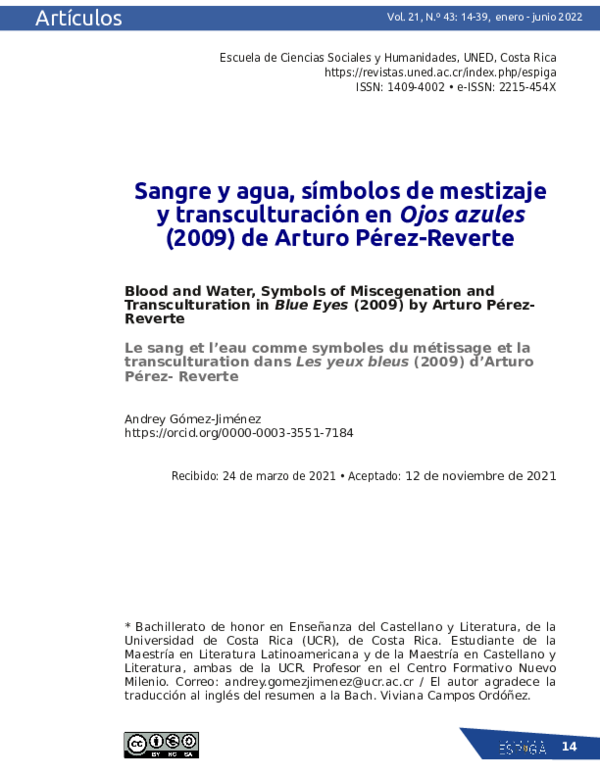 (PDF) Sangre y agua, símbolos de mestizaje y transculturación en Ojos